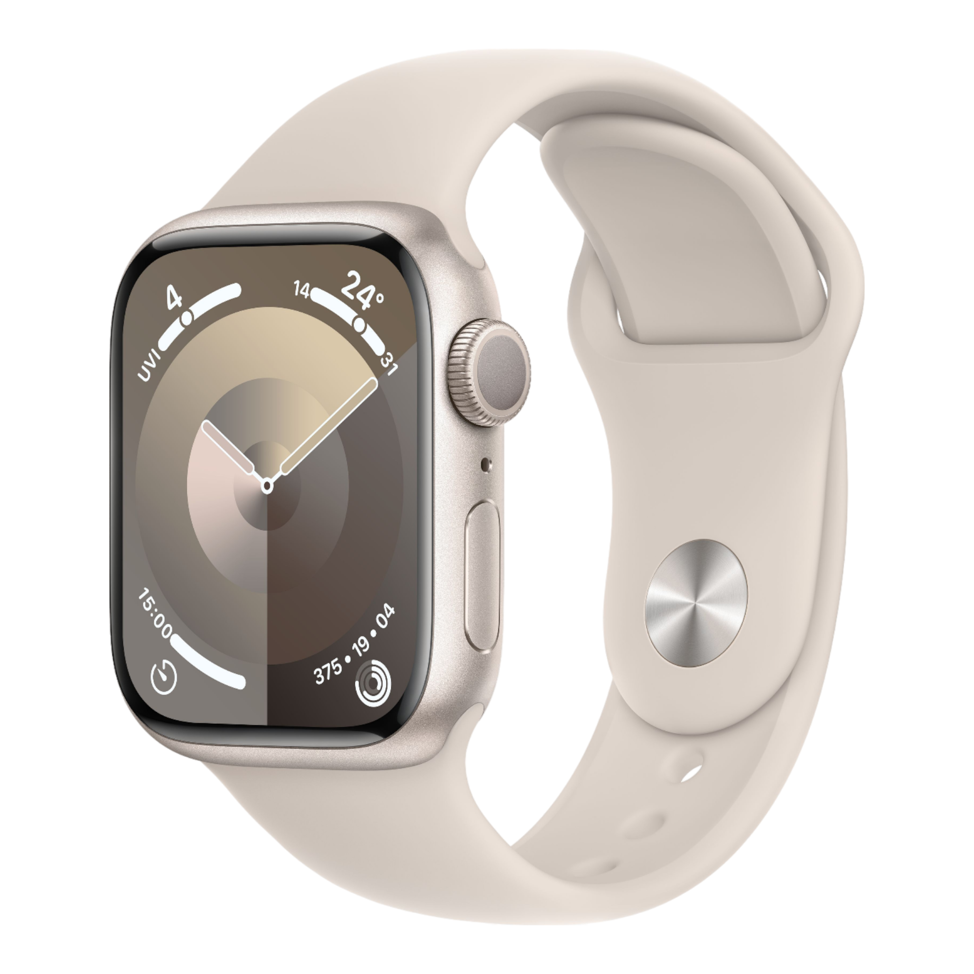Apple Watch Series 9 GPS, 41mm Starlight Aluminum Case with Starlight Sport Band - S/M - alAsil